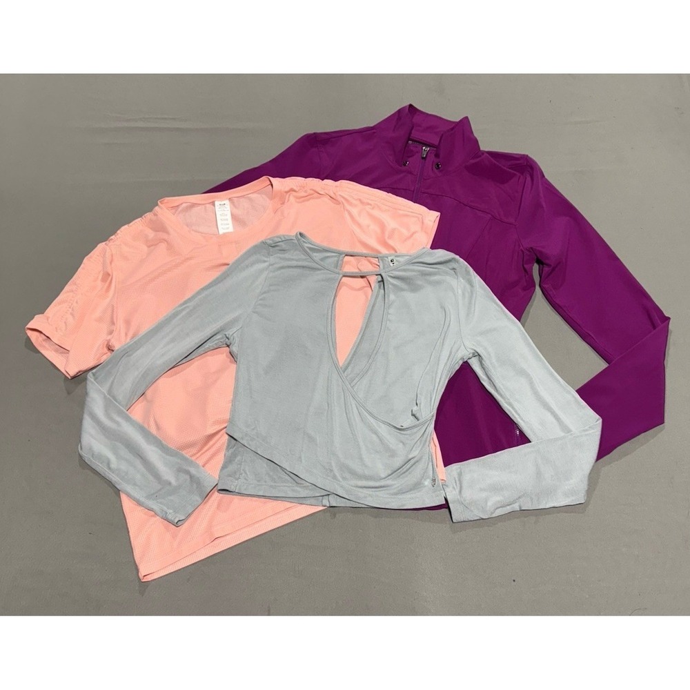 Fabletics Womens Athletic Tops Lot Size M Long Short Sleeve Windbreaker 3pc